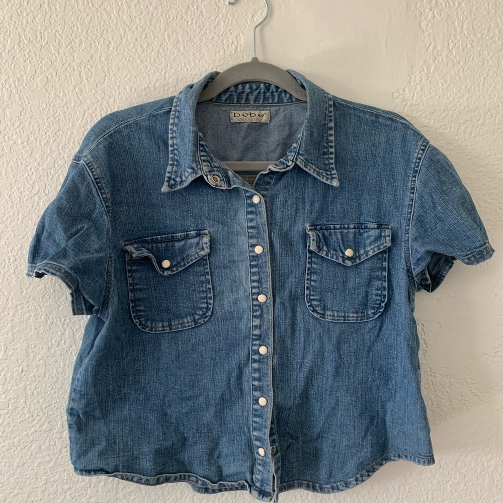 BEBE vintage Jean crop top
